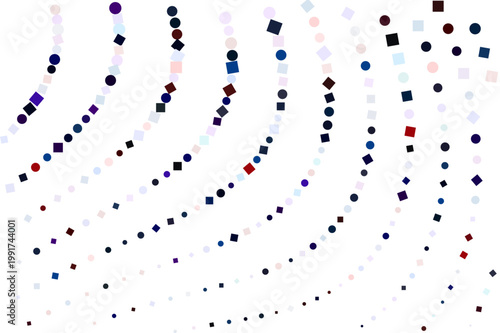 Abstract flowing lines of colorful geometric shapes on white background