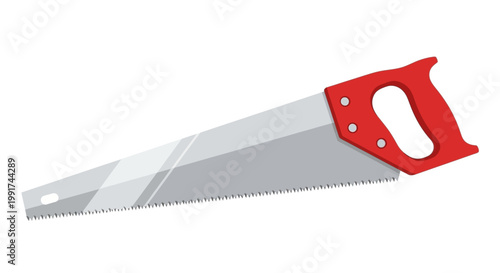 Illustration of a Hand Saw with a Red Handle.