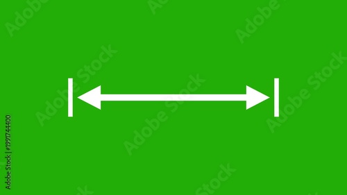 Double side indicator arrow animation on green background. Left and right arrow icon motion graphics. two side arrow distance 4k video footage.