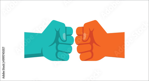 Teamwork and success two fists joining with an upward arrow