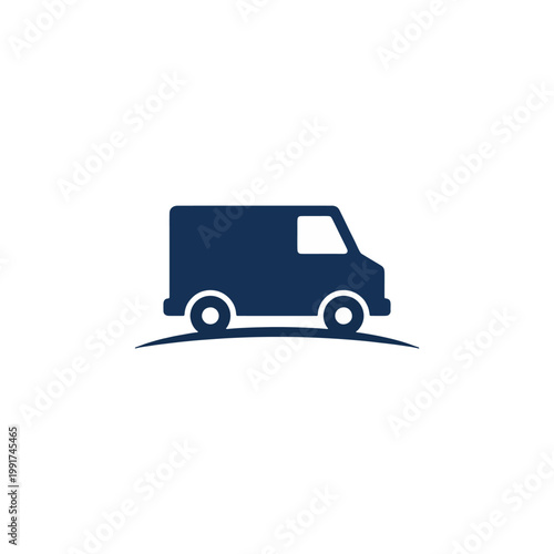 Dark Blue Cargo Van Silhouette Icon for Delivery Service and Urban Commercial Transport Concept on Transparent Background for Logistics and App Design