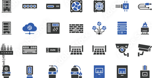 Comprehensive collection of modern technology and security icons Vector