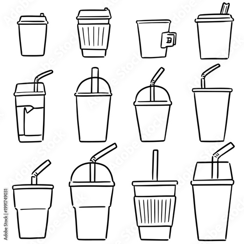 vector set of beverage cup