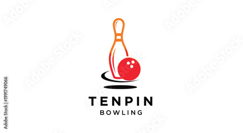 Bowling Pin and Ball Graphic for Tenpin Bowling Logo.