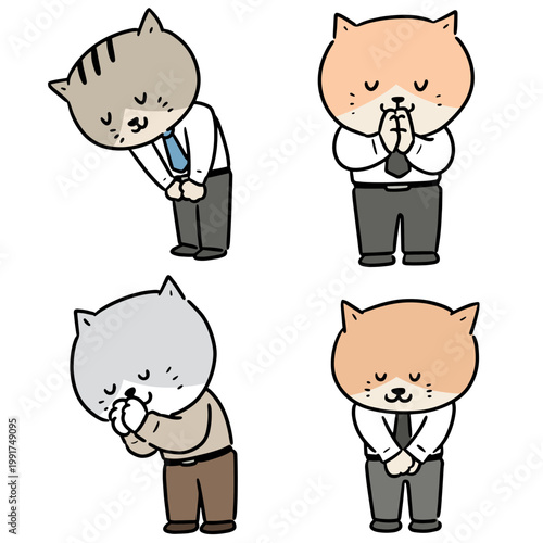 vector set of cat feeling thankful