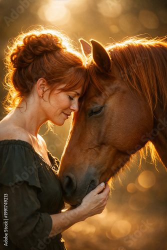 Vertrauen und Liebe: Porträt einer Frau mit ihrem Pferd