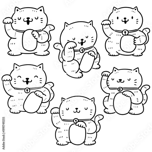 vector set of lucky cat