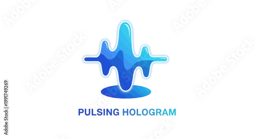Abstract Hologram Design with Blue Color and Modern Digital Technology.