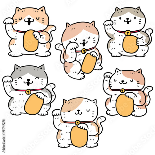 vector set of lucky cat
