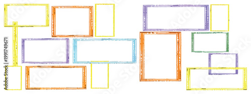 Colorful Kindergarten Crayon Frame with Hand Drawn Doodle Border, Cute Childish Vector Illustration Set for School Projects, Kids Art Designs, Playful Text Backgrounds, Education Templates