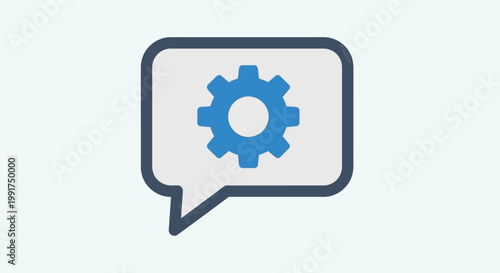 Technical support speech bubble icon with gear symbol.
