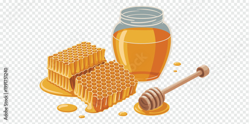 Honey Jar Honeycomb Dipper Natural Sweet Concept