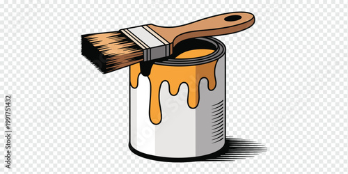 Yellow Paint Can Paintbrush Home Improvement Concept