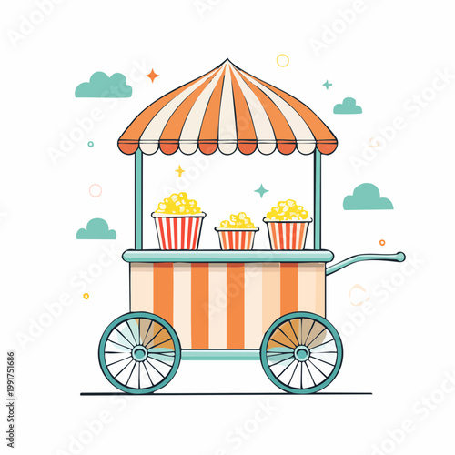 Popcorn Cart Illustration