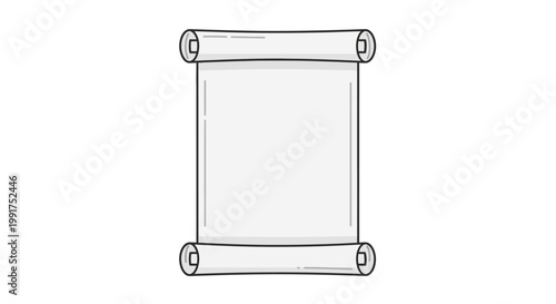 Minimalist hand drawn sketch of a vertical paper scroll.