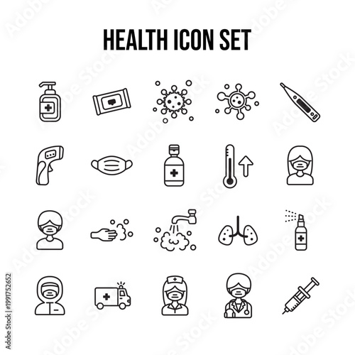 medicine and health icons set