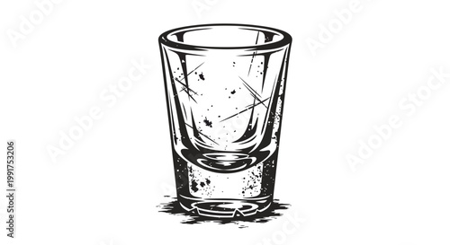 Empty Shot Glass with Splatter Effect