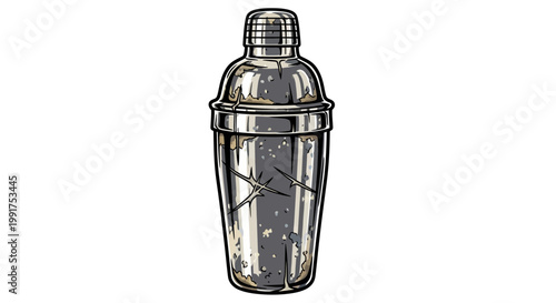 Metal Cocktail Shaker Isolated White Background