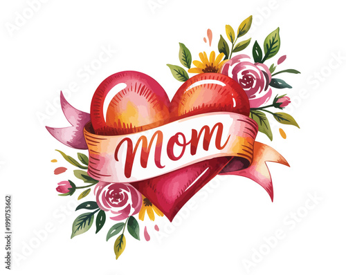 watercolor happy mother's day isolated on white background