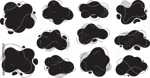 Abstract Black and White Blobs on White Background Illustration
