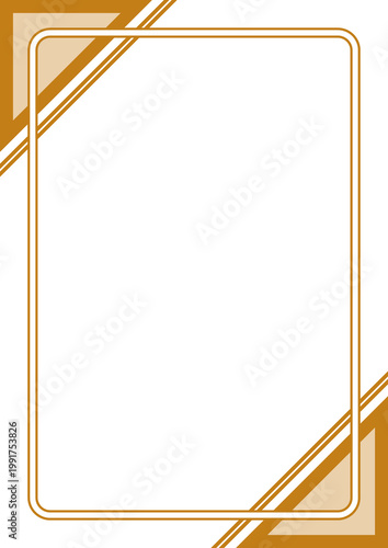表彰状や認定証・エレガントでモダンな飾り枠・ゴールドとブラウンの高級感のある幾何学装飾フレーム背景