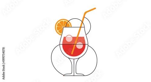 Refreshing Cocktail With Orange Slice and Ice
