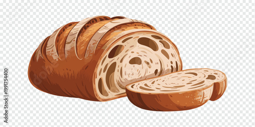 Artisan Sourdough Bread Wooden Table Food Concept