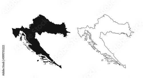 Croatia Map Silhouette and Outline Vector Illustration