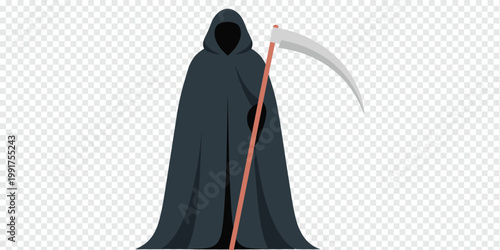 Grim Reaper with Scythe Death Symbol Illustration Concept