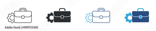 Administration icon set. Business operations concept, briefcase with gear, management and administration symbol, vector illustration