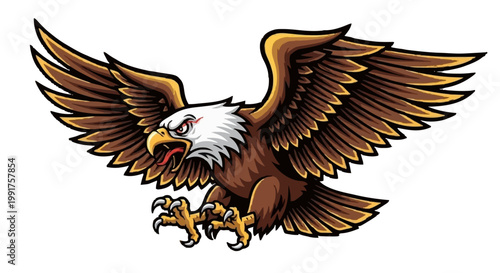 Illustration of an angry eagle flapping its wings