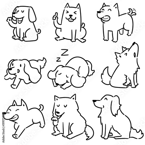 vector set of dog cartoon