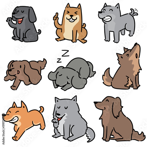 vector set of dog cartoon