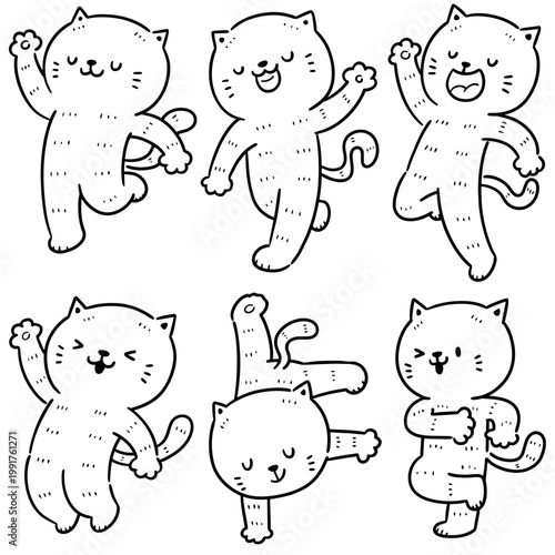 vector set of dancing cat