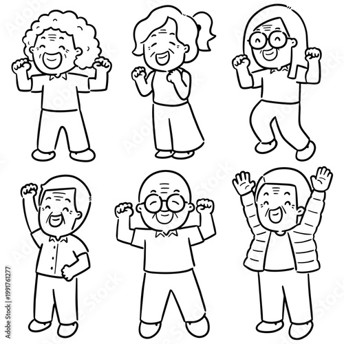 vector set of happy elder people