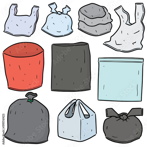 vector set of garbage bag