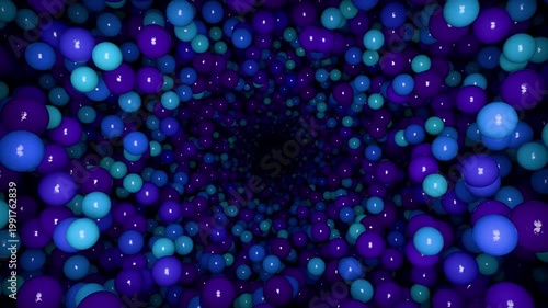 A bright blue abstract design features glowing bubbles and purple light particles sparkling against a dark night background with colorful vector patterns for a festive holiday wallpaper illustration