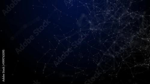Abstract Plexus geometry animation in 4K with dynamic lines and dots representing data flow and communication network.