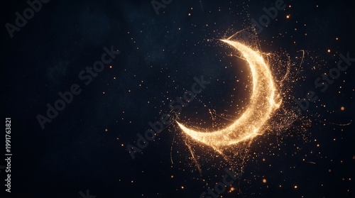 Golden Light Crescent Moon for Eid al Adha Background