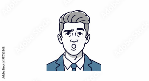 A man's face with a surprised or shocked expression, wearing a suit