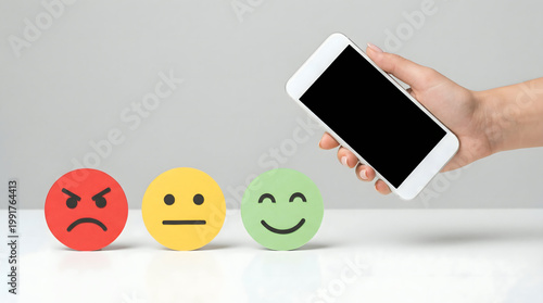 Obraz na płótnie Emotions and smartphone, mixed feelings