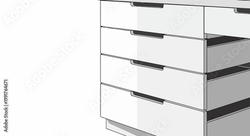 A minimalist chest of drawers with clean lines and integrated handles