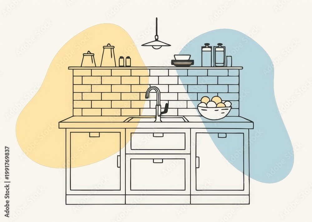 Naklejka premium Modern Kitchen Illustration