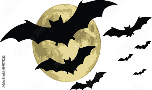 halloween bat and moon