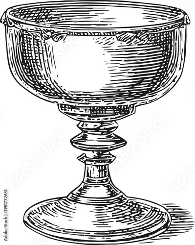 vintage chalice cup illustration antique ornate goblet with detailed engraving and pedestal base