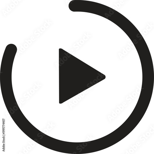 Circle play button croped black color