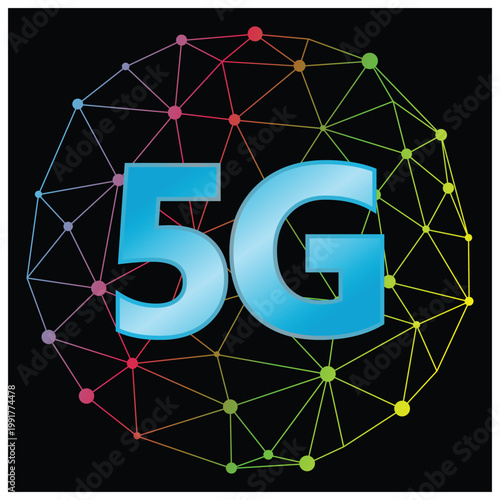 Global 5g network technology connection with colorful mesh sphere vector.