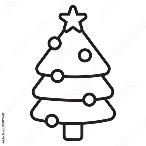 christmas tree vector illustration outline icon