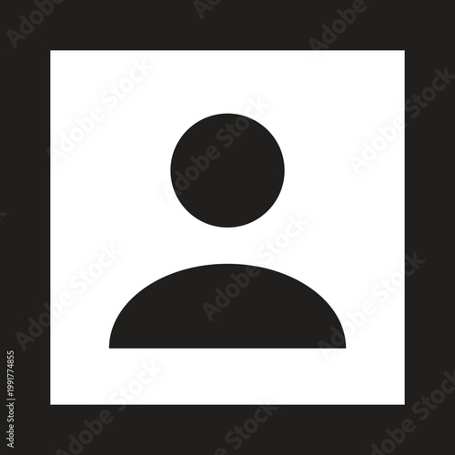 Squre profile user icon vector black color