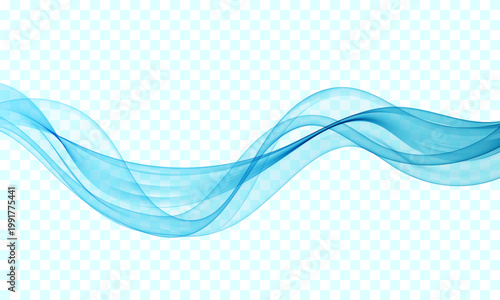 Abstract blue transparent wave isolated on transparent background